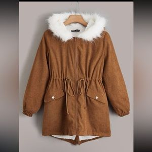 EZwear Hooded Corduroy Parka Coat